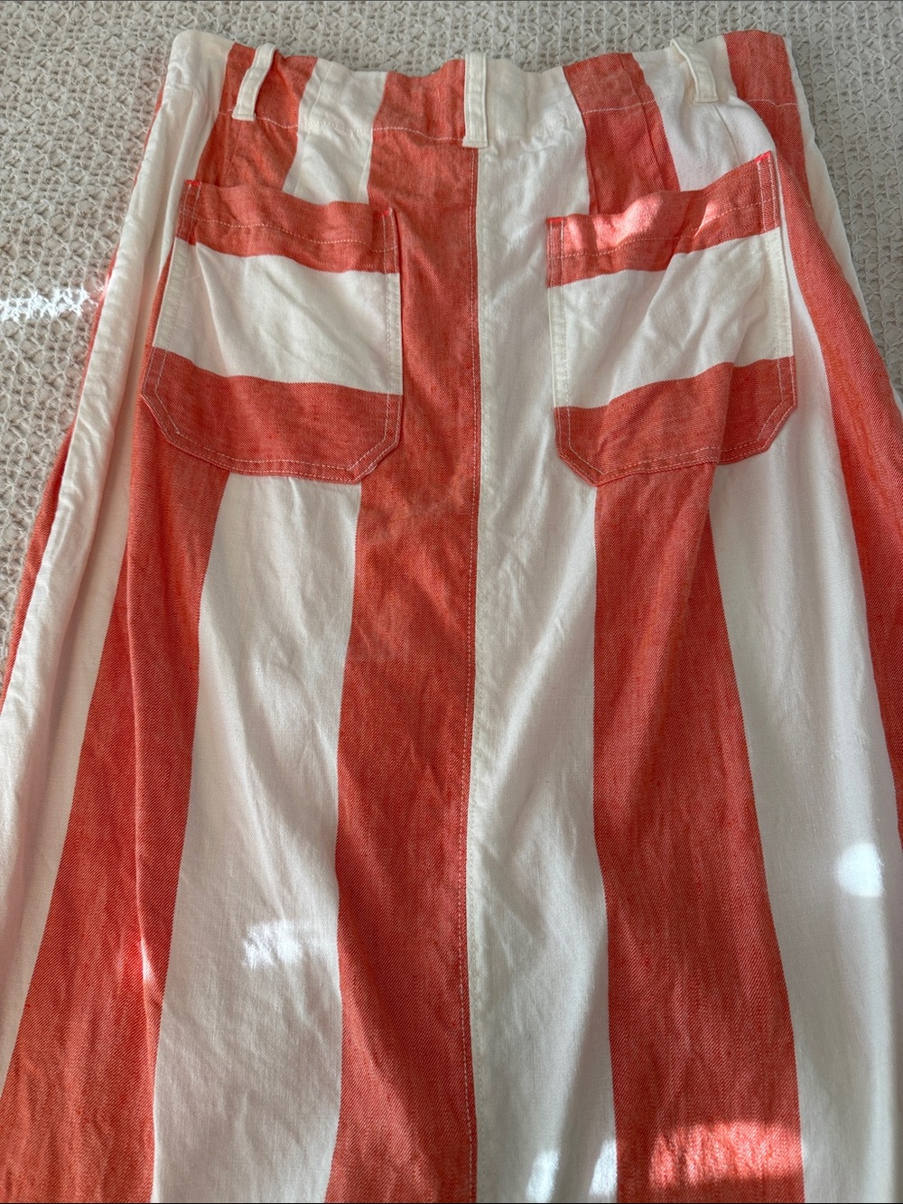 Anthropologie Peach & Cream Vertical Stripe Maxi Skirt - Picture 5 of 5